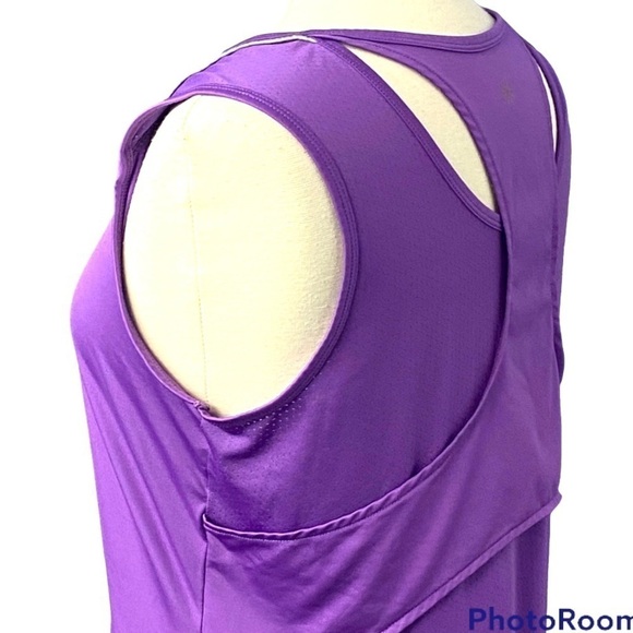 Athleta Purple Racerback Reflective Run Tank Top Athletic Yoga Zip Pocket - Picture 7 of 10
